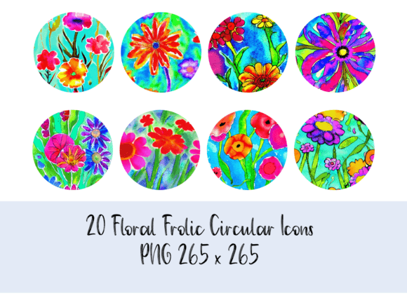 20 Floral Frolic Circular Icons for Versatile Design